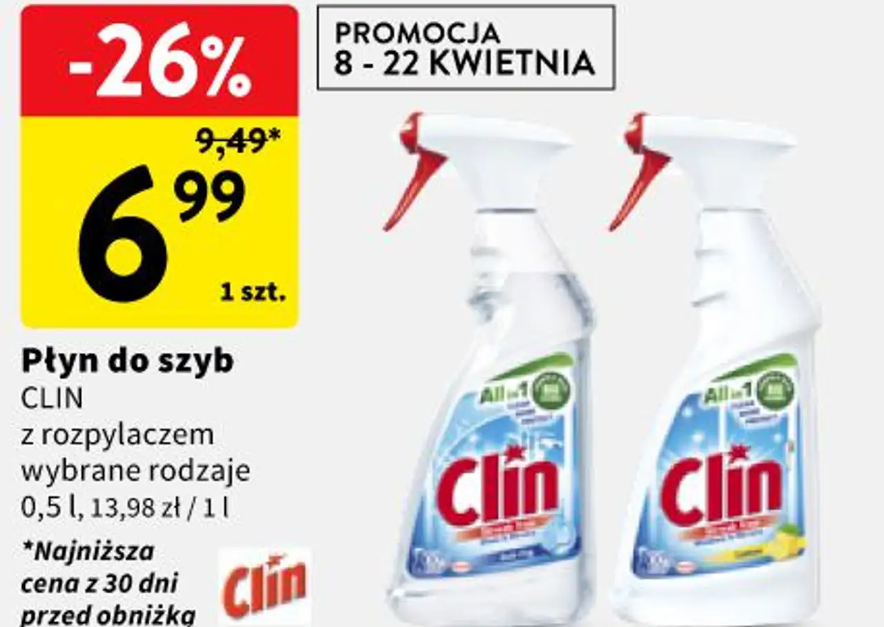 Płyn do szyb CLIN z rozpylaczem wybrane rodzaje 0,5 l