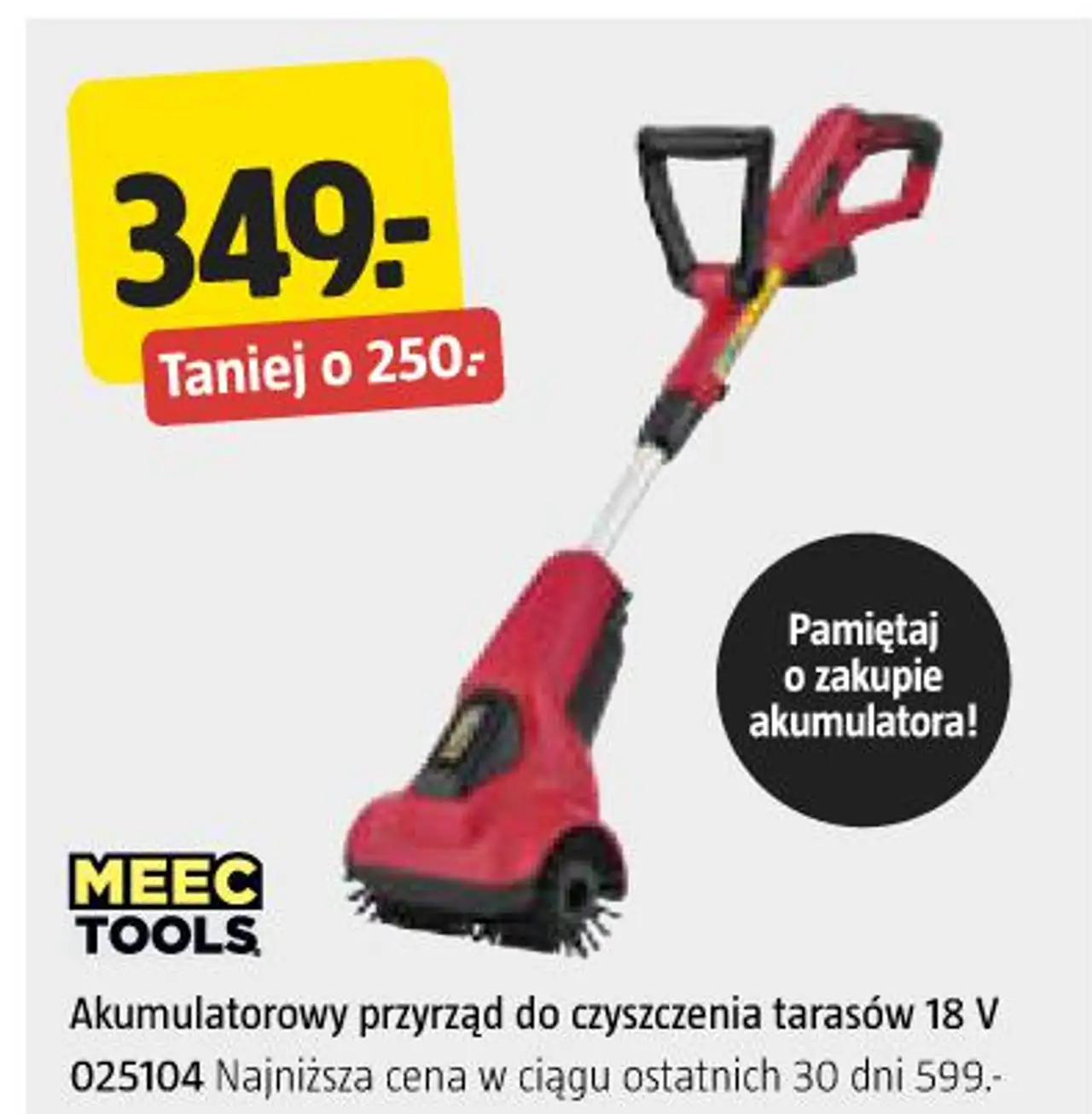 Meec Tools Akumulatorowy przyrząd do czyszczenia tarasów 18 V