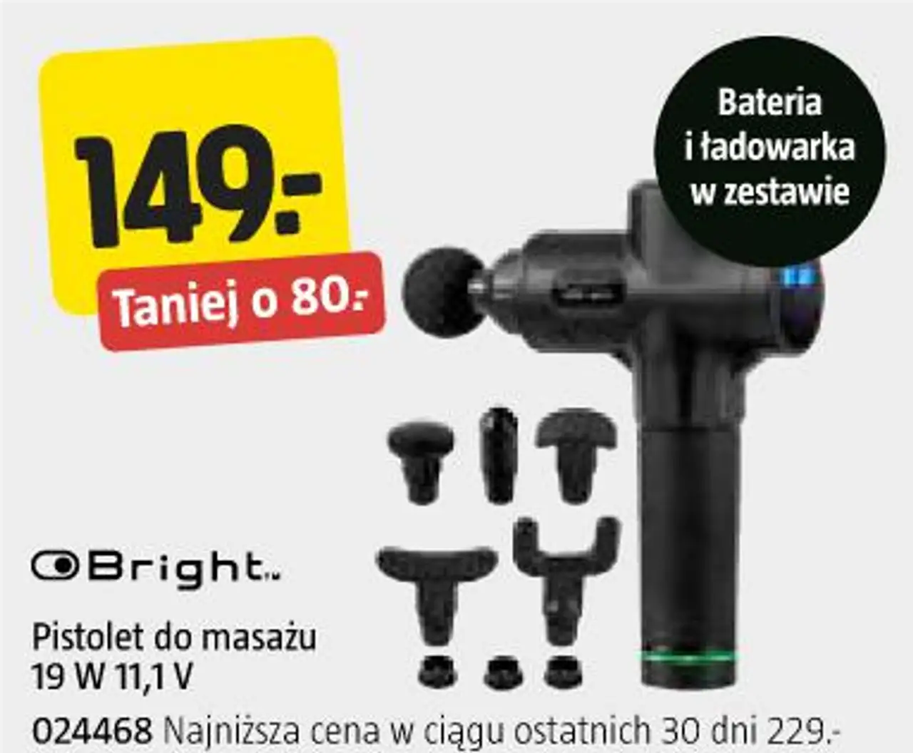 Pistolet do masażu 19 W 11,1 V