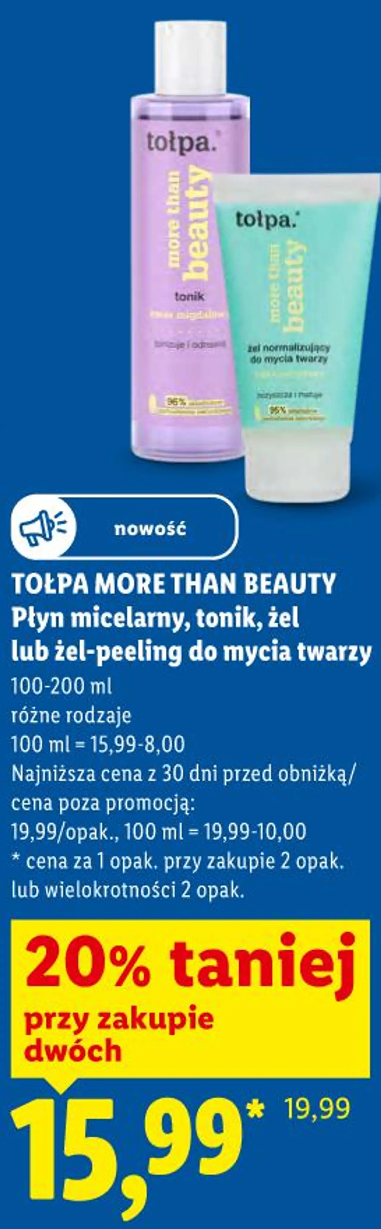 Płyn micelarny, tonik, żel lub żel-peeling do mycia twarzy 100-200 ml