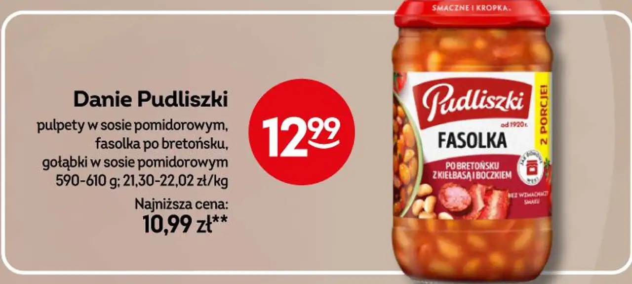 Danie Pudliszki pulpety w sosie pomidorowym, fasolka po bretońsku, gołąbki w sosie pomidorowym