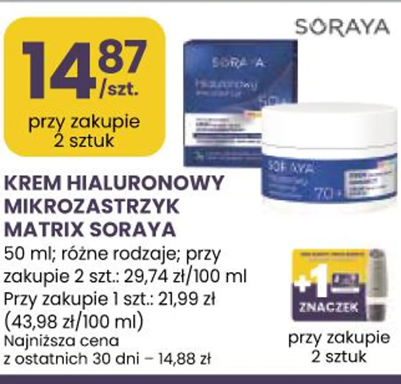 KREM HIALURONOWY MIKROZASTRZYK MATRIX SORAYA 50 ml; różne rodzaje