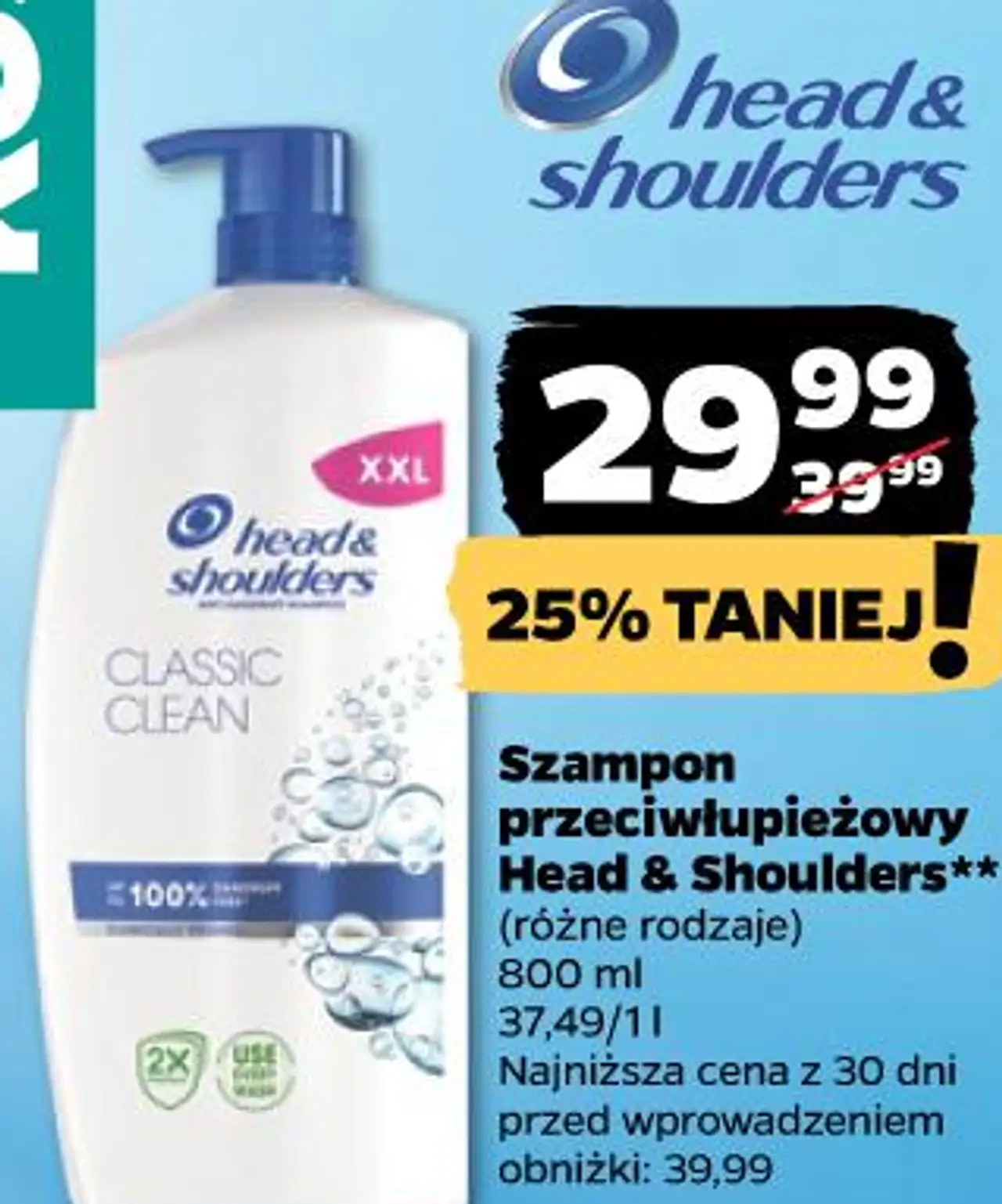 Szampon przeciwłupieżowy Head & Shoulders** (różne rodzaje) 800 ml