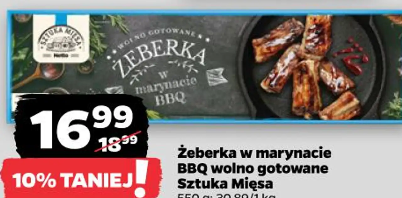 Żeberka w marynacie BBQ wolno gotowane Sztuka Mięsa 550 g