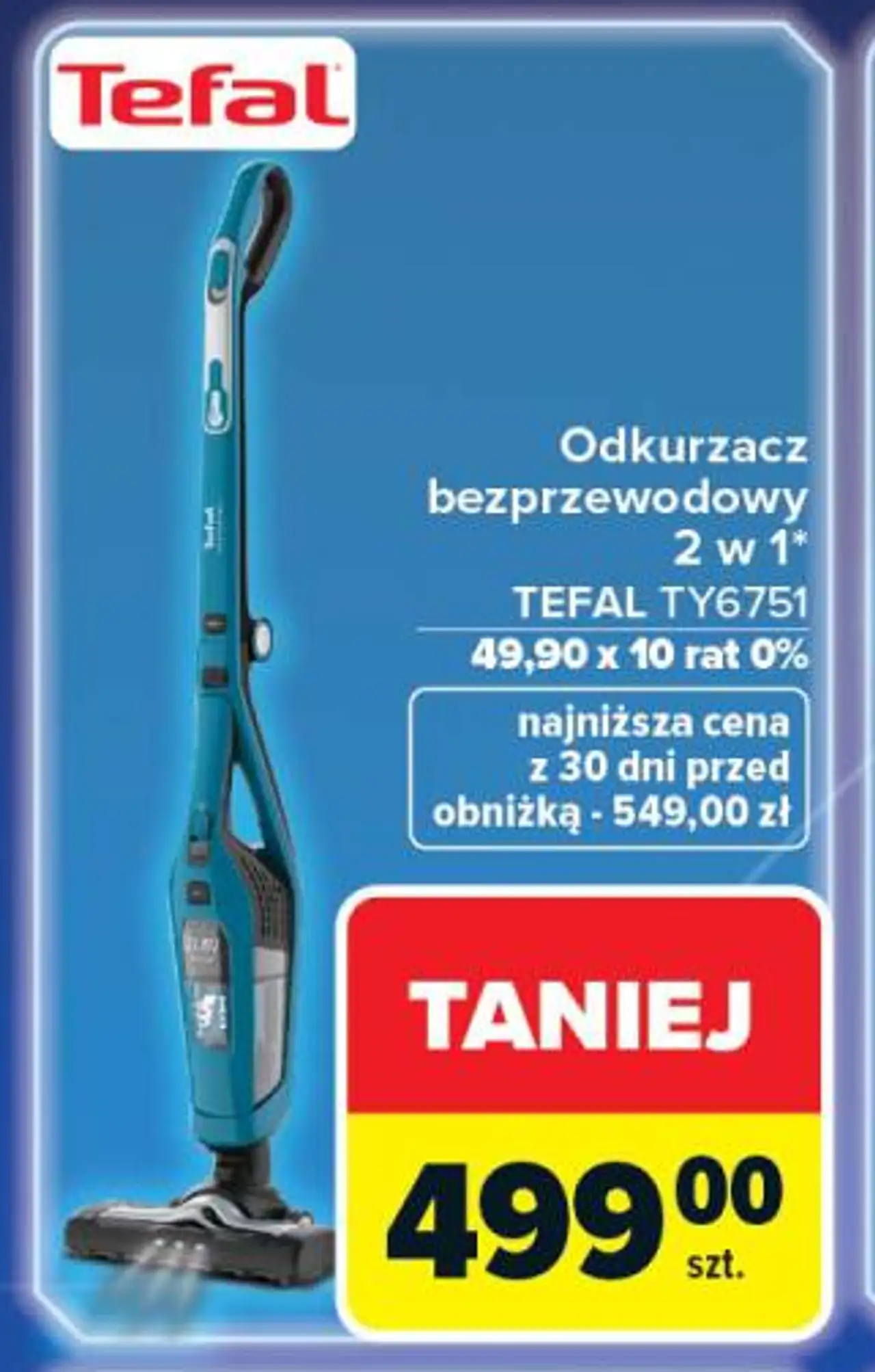 Odkurzacz bezprzewodowy 2 w 1* TEFAL TY6751