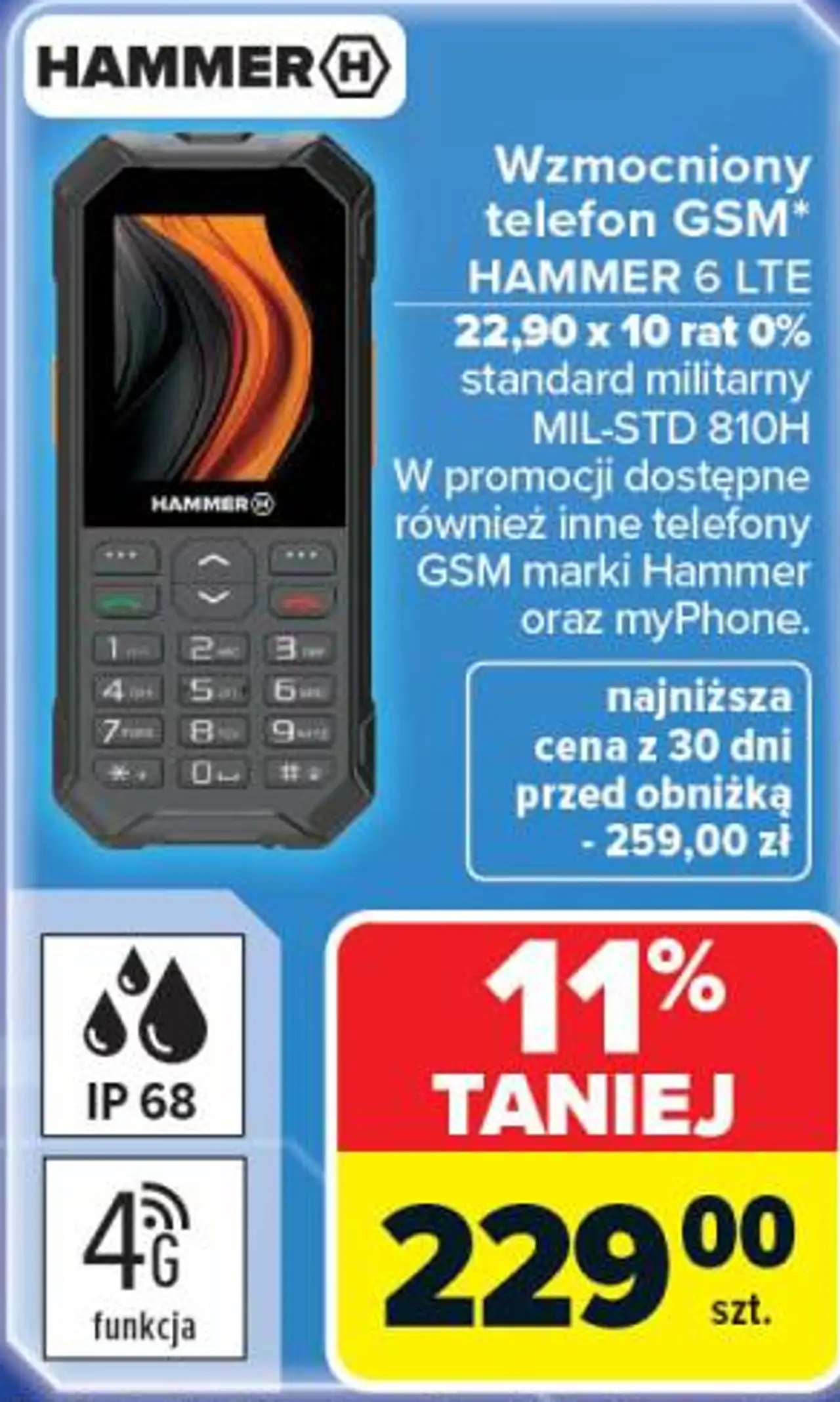 Wzmocniony telefon GSM* HAMMER 6 LTE