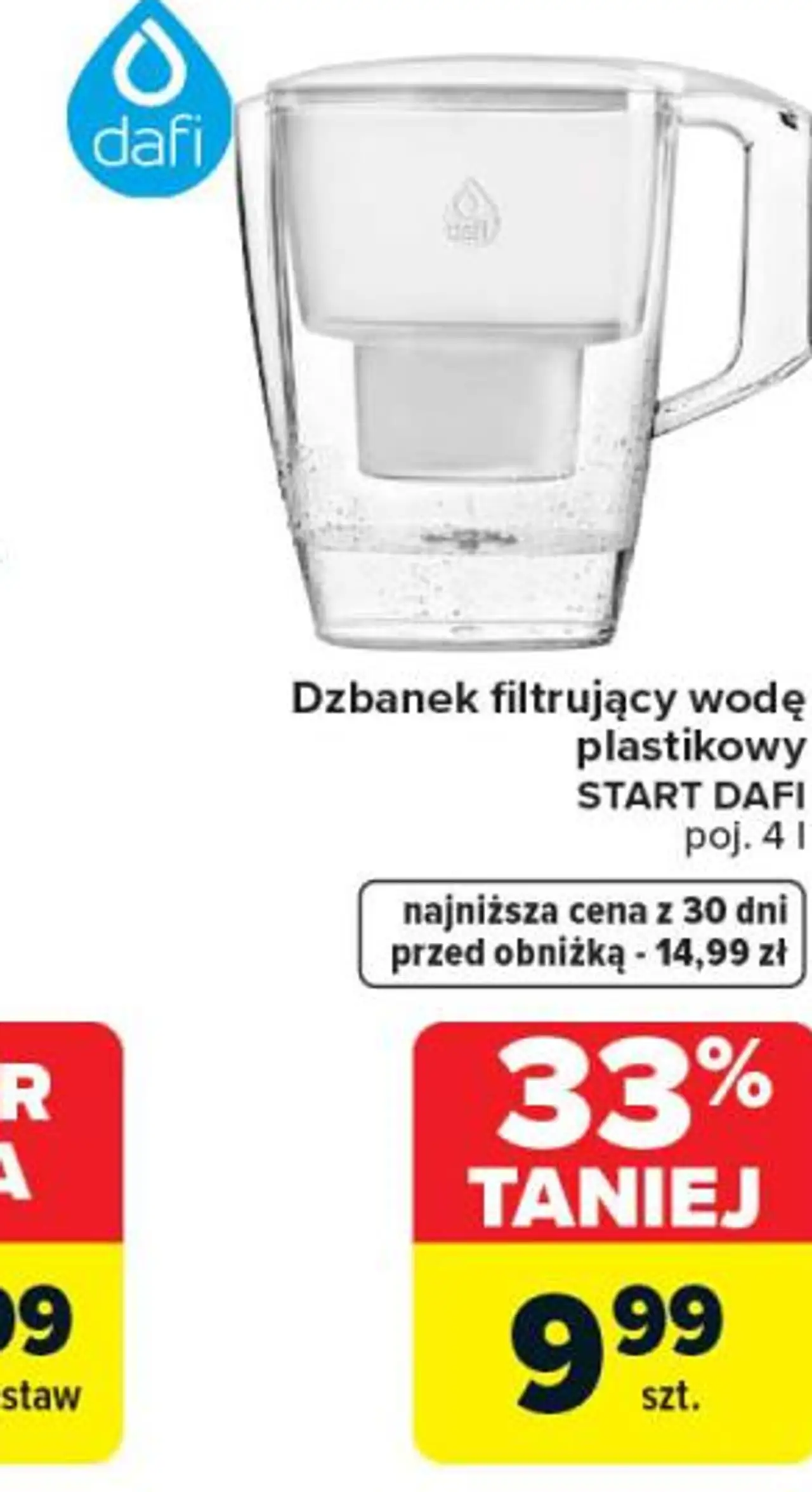 Dzbanek filtrujący wodę plastikowy START DAFI poj. 4 l