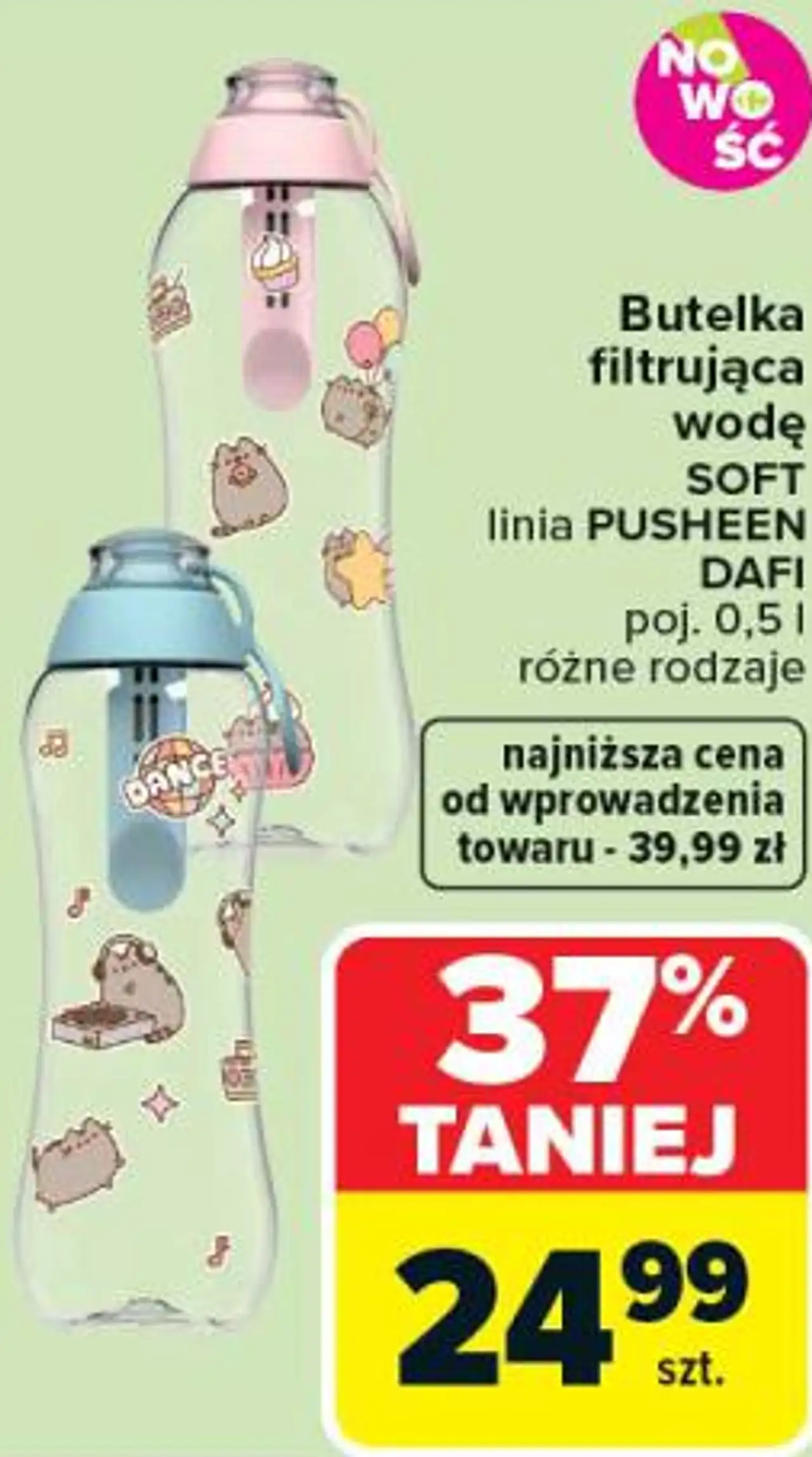 Butelka filtrująca wodę SOFT linia PUSHEEN DAFI poj. 0,5 l