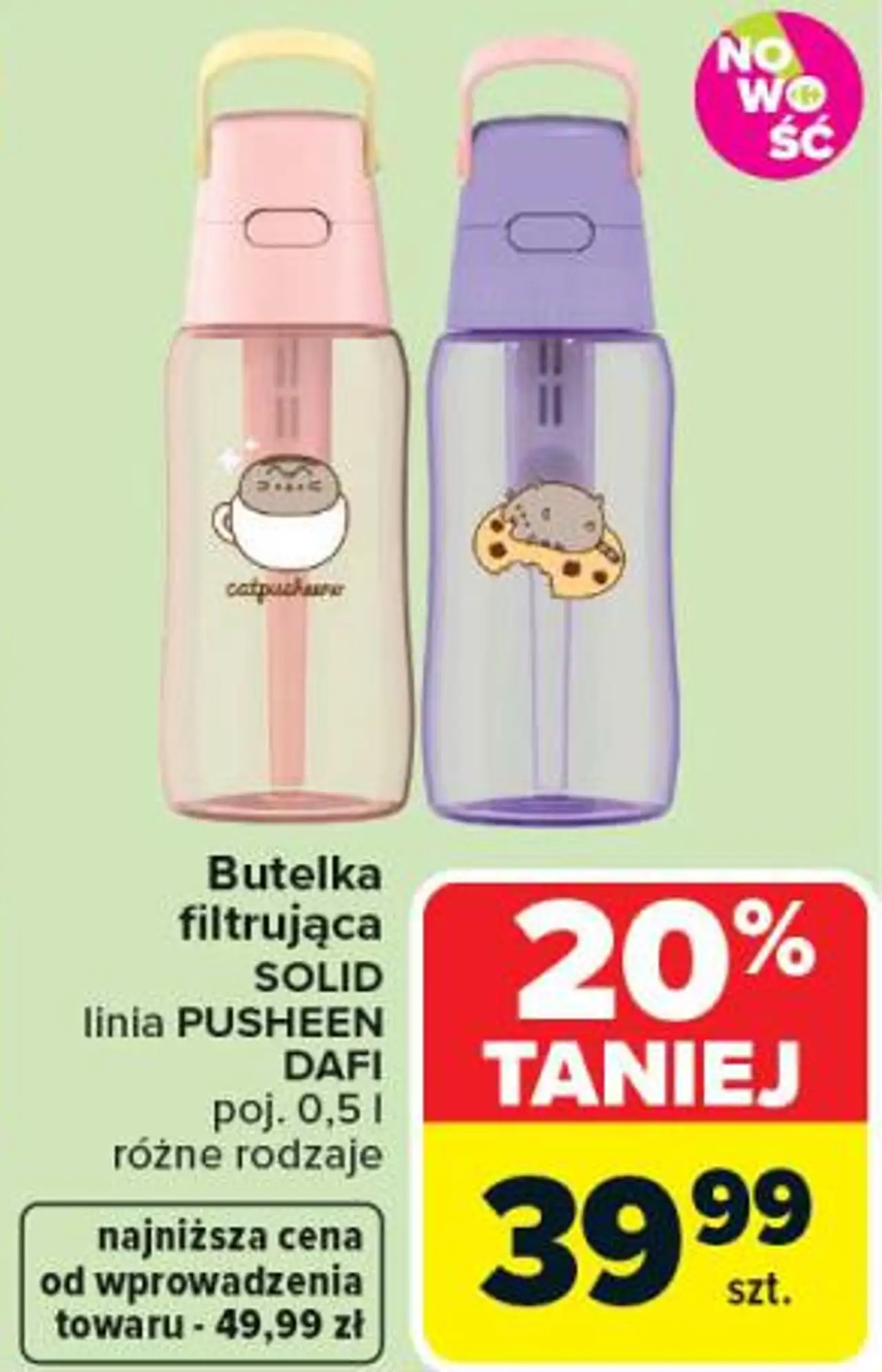 Butelka filtrująca SOLID linia PUSHEEN DAFI poj. 0,5 l