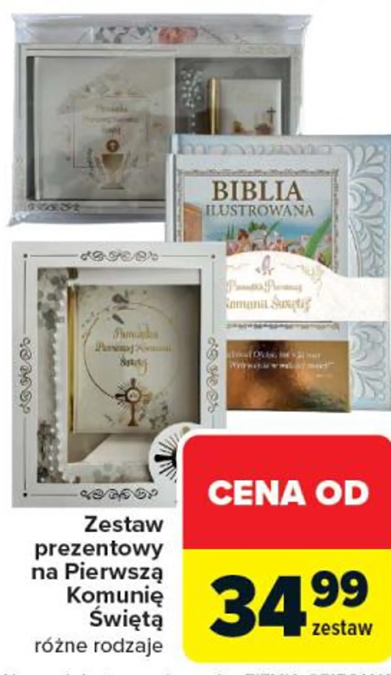 Zestaw prezentowy na Pierwszą Komunię Świętą różne rodzaje