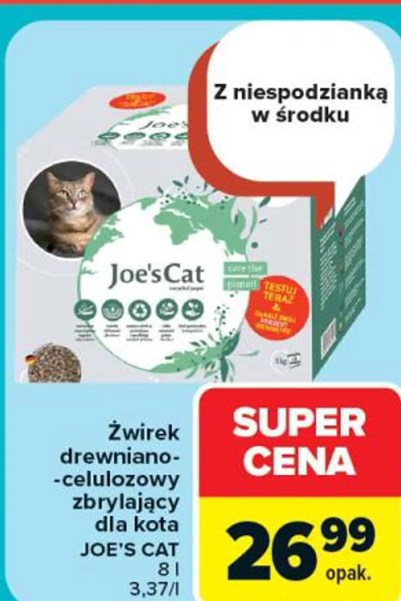 Żwirek drewniano-celulozowy zbrylający dla kota JOE'S CAT