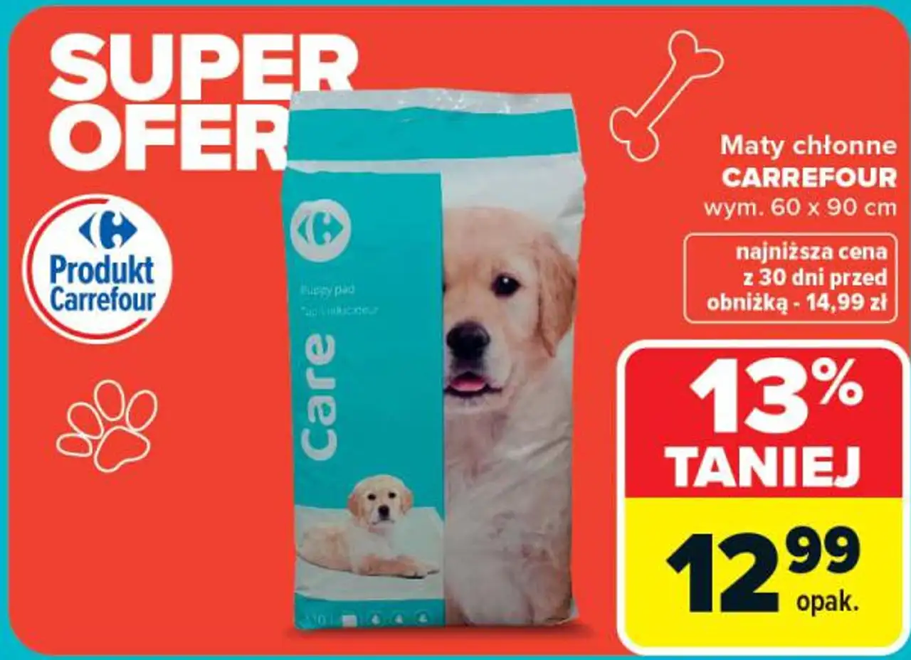 Maty chłonne CARREFOUR wym. 60 x 90 cm