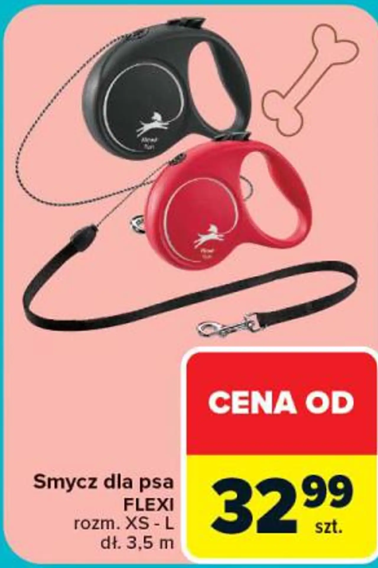 Smycz dla psa FLEXI rozm. XS - L dł. 3,5 m