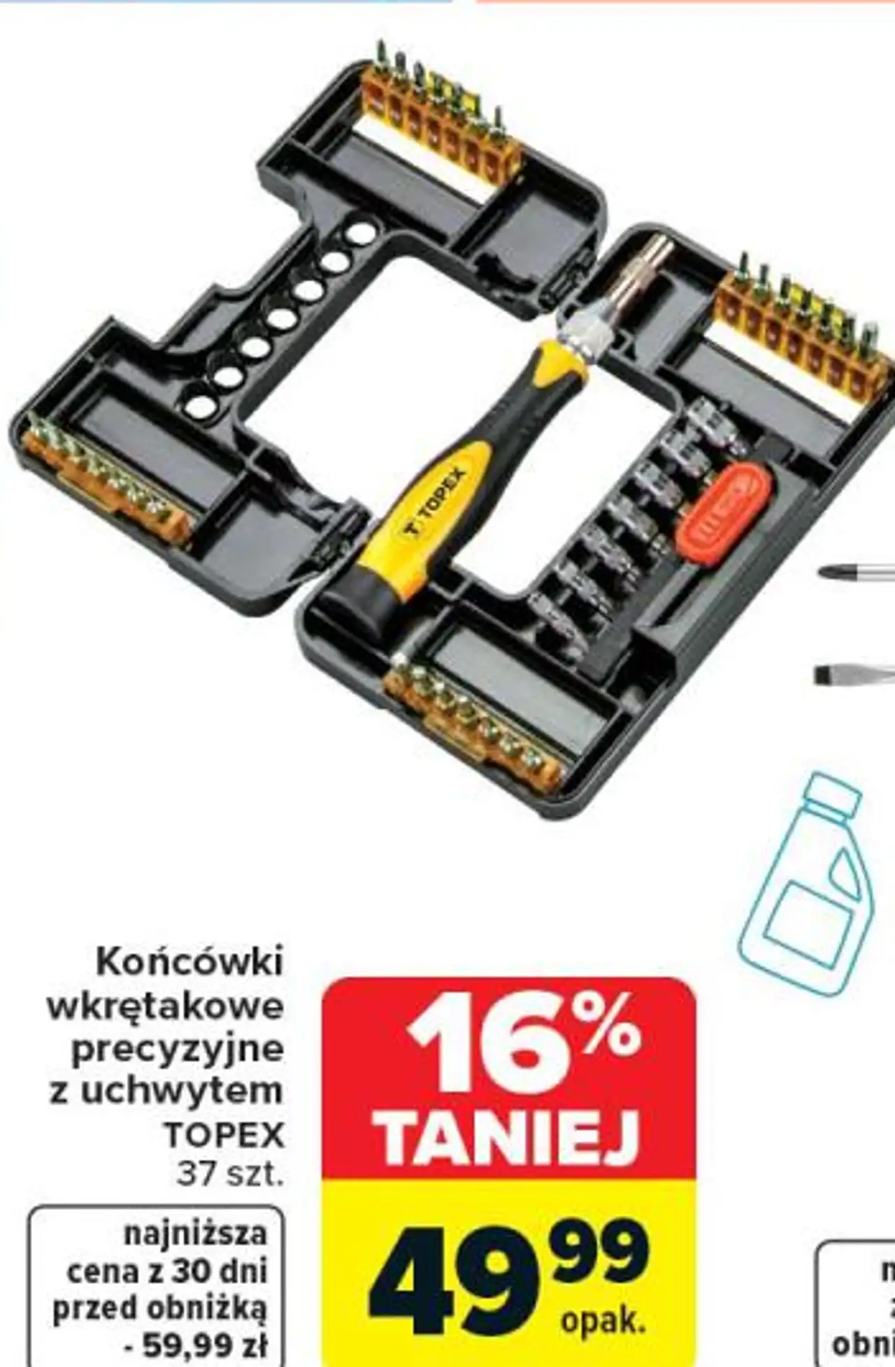 Końcówki wkrętakowe precyzyjne z uchwytem TOPEX