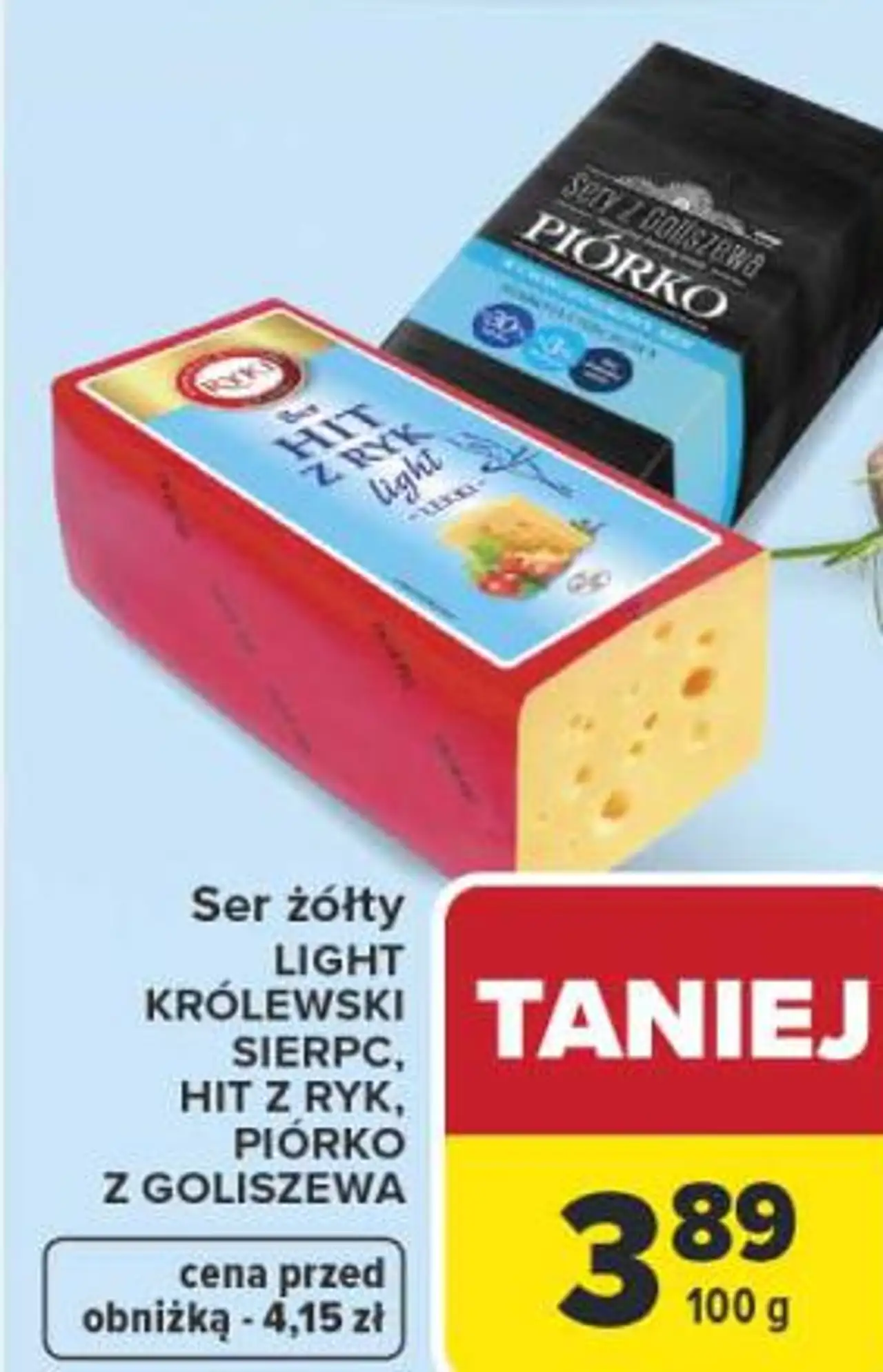 Ser żółty light krółewski, hit z ryk, piórko z goliszewa