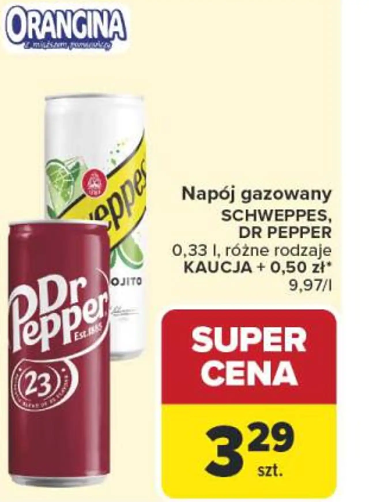 Napój gazowany SCHWEPPES, DR PEPPER 0,33 l, różne rodzaje
