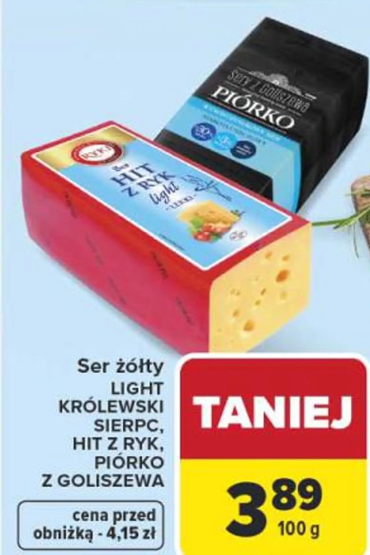 Ser żółty LIGHT KRÓLEWSKI SIERPC, HIT Z RYK, PIÓRKO Z GOLISZEWA