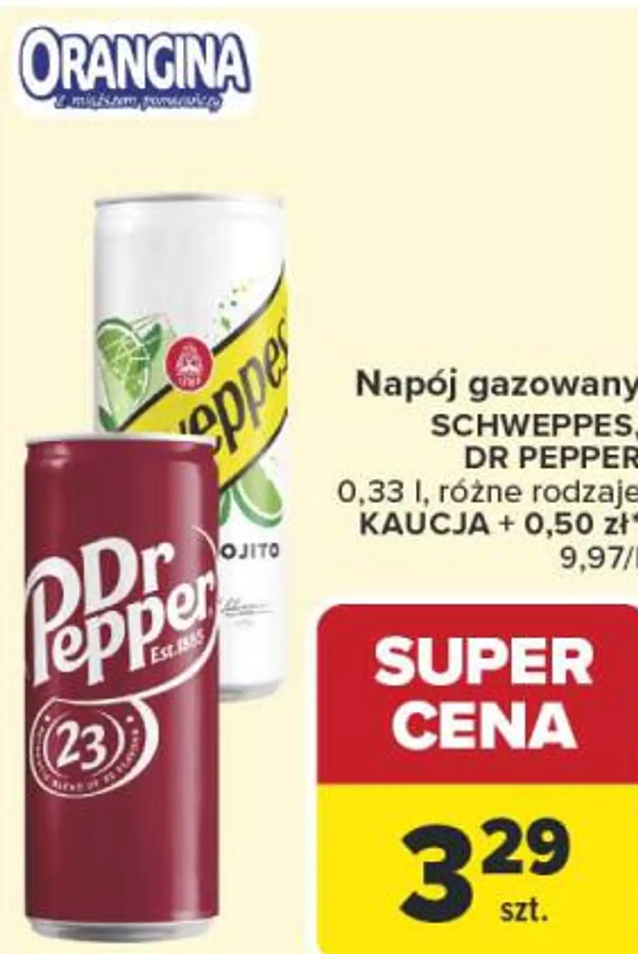 Napój gazowany SCHWEPPES, DR PEPPER 0,33 l, różne rodzaje