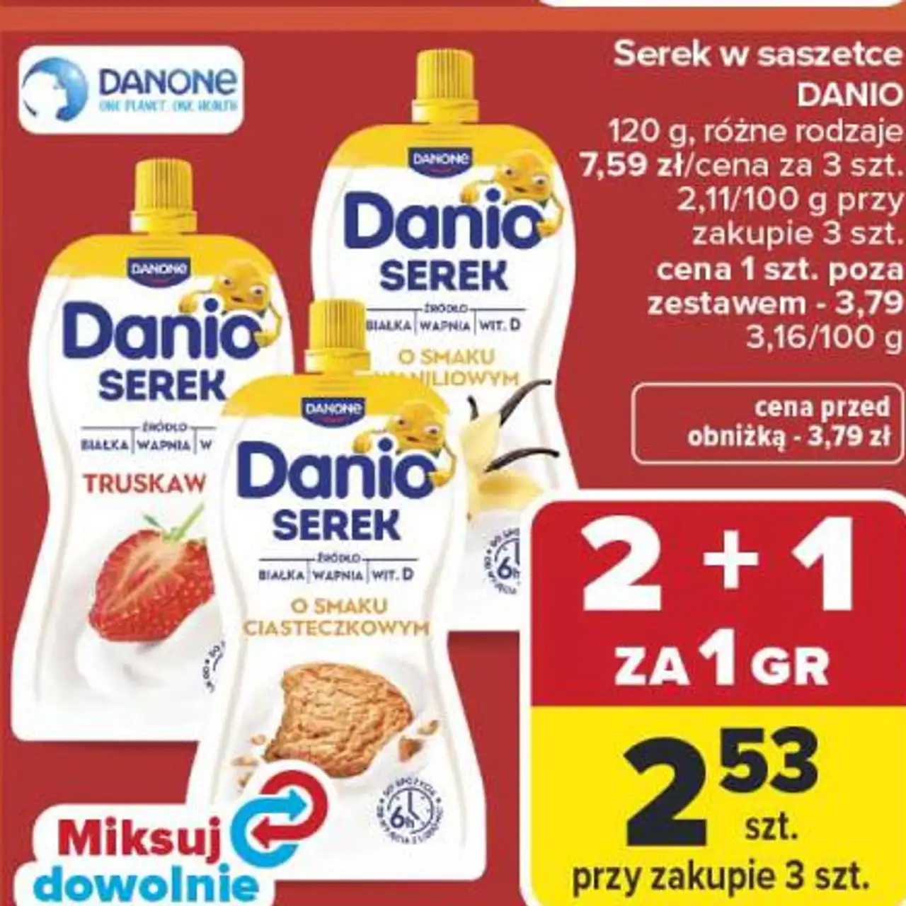 Serek w saszetce DANIO 120 g, różne rodzaje