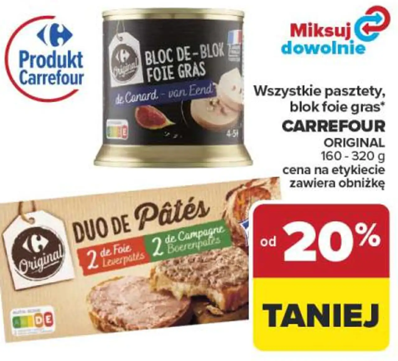Wszystkie pasztety, blok foie gras* CARREFOUR ORIGINAL