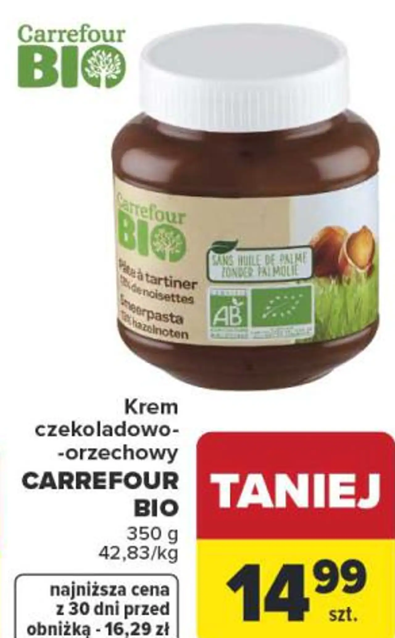 Krem czekoladowo-orzechowy CARREFOUR BIO