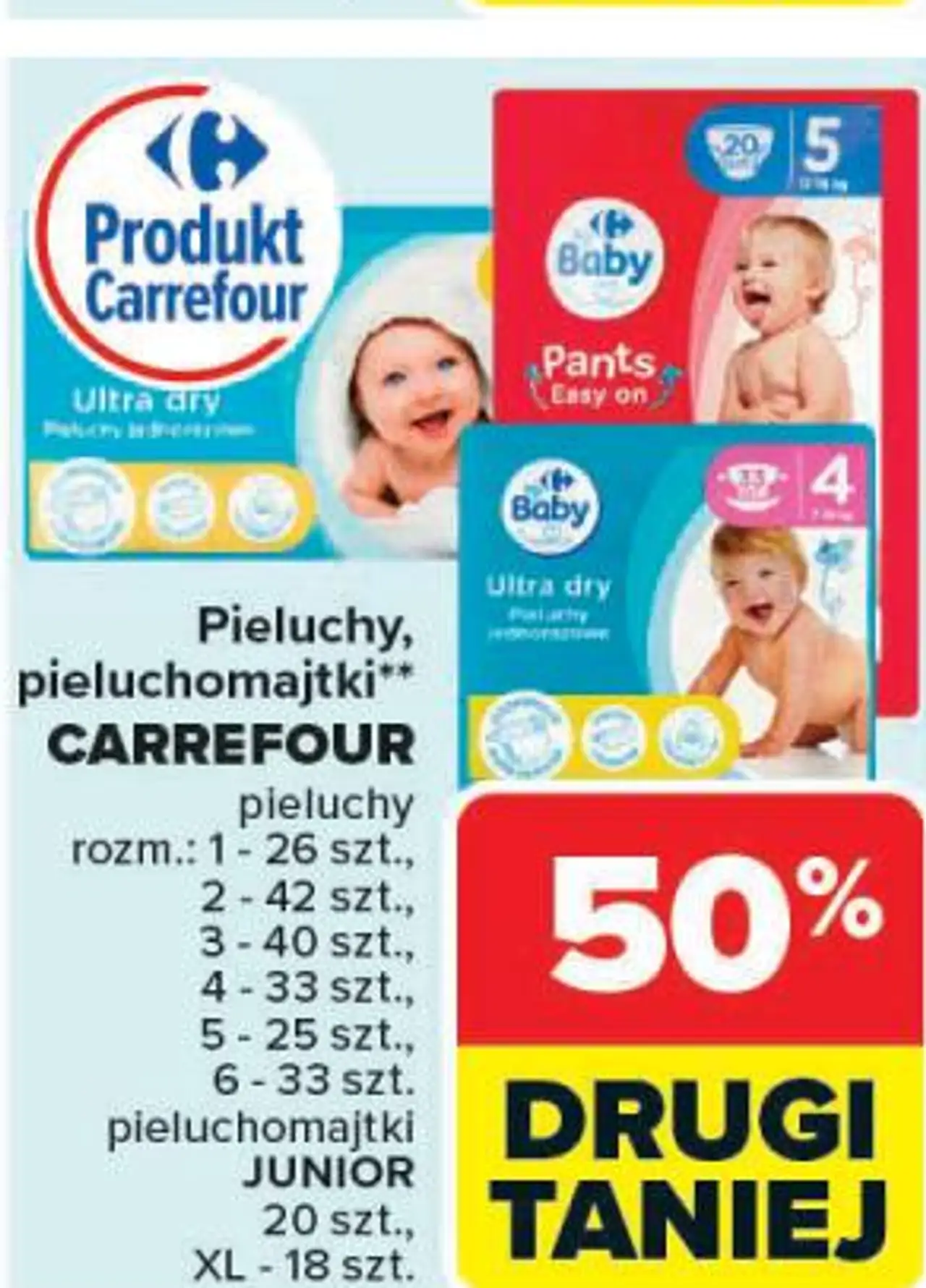 Pieluchy, pieluchomajtki CARREFOUR