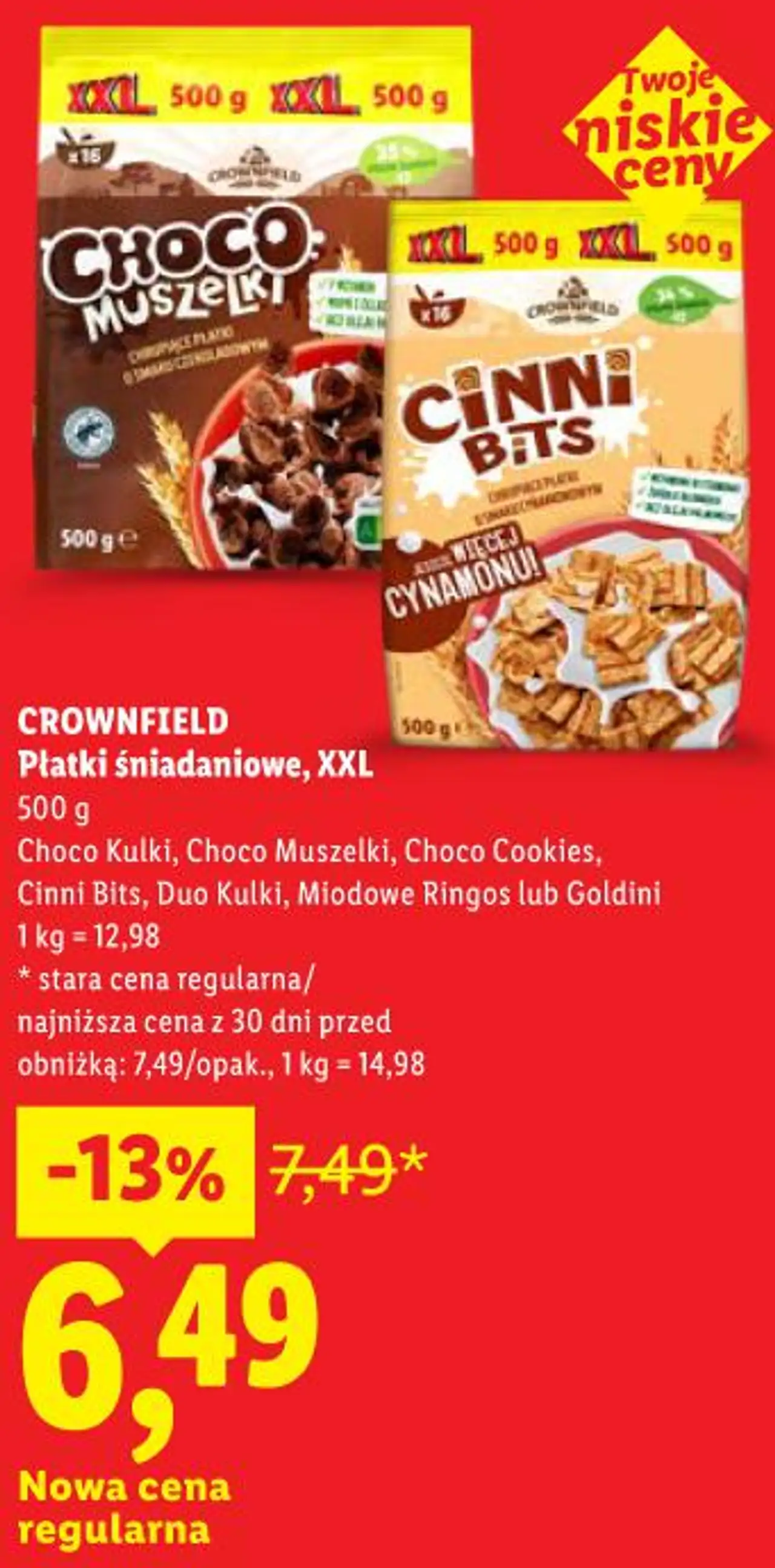 CROWNFIELD Płatki śniadaniowe, XXL 500 g