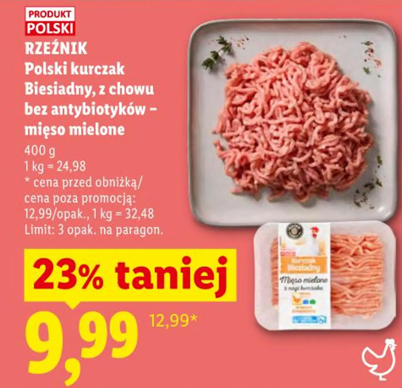 RZEŹNIK Polski kurczak Biesiadny, z chowu bez antybiotyków - mięso mielone