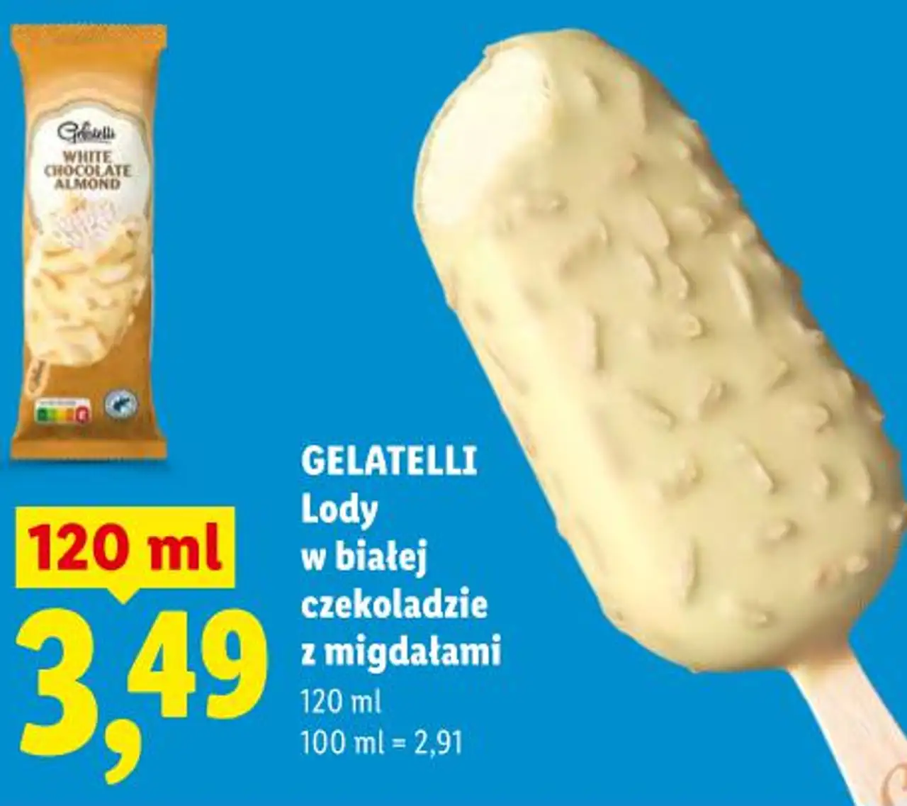 GELATELLI Lody w białej czekoladzie z migdałami