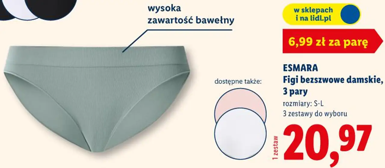 Figi bezszwowe damskie, 3 pary