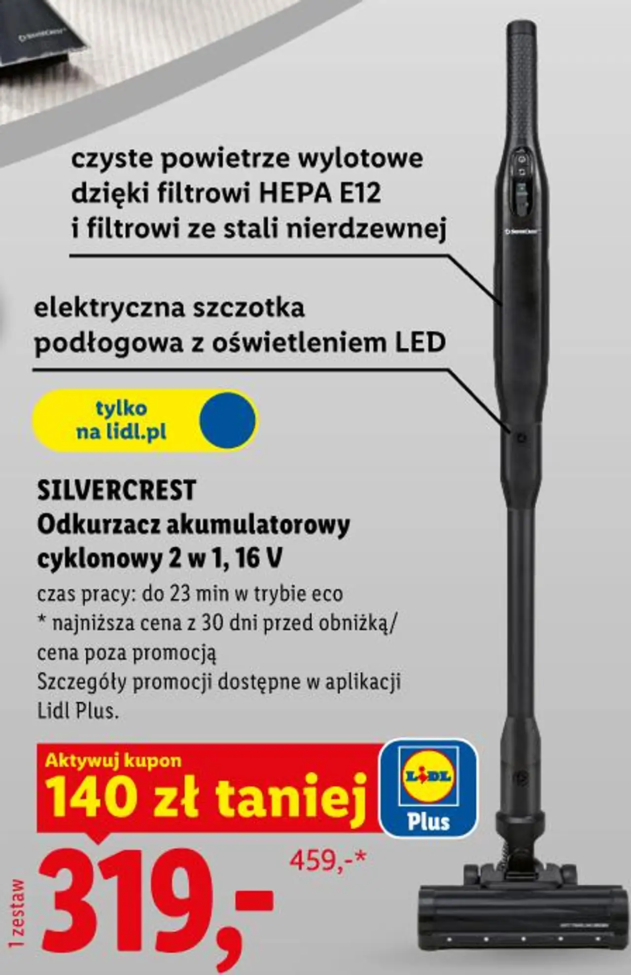 SILVERCREST Odkurzacz akumulatorowy cyklonowy 2 w 1, 16 V
