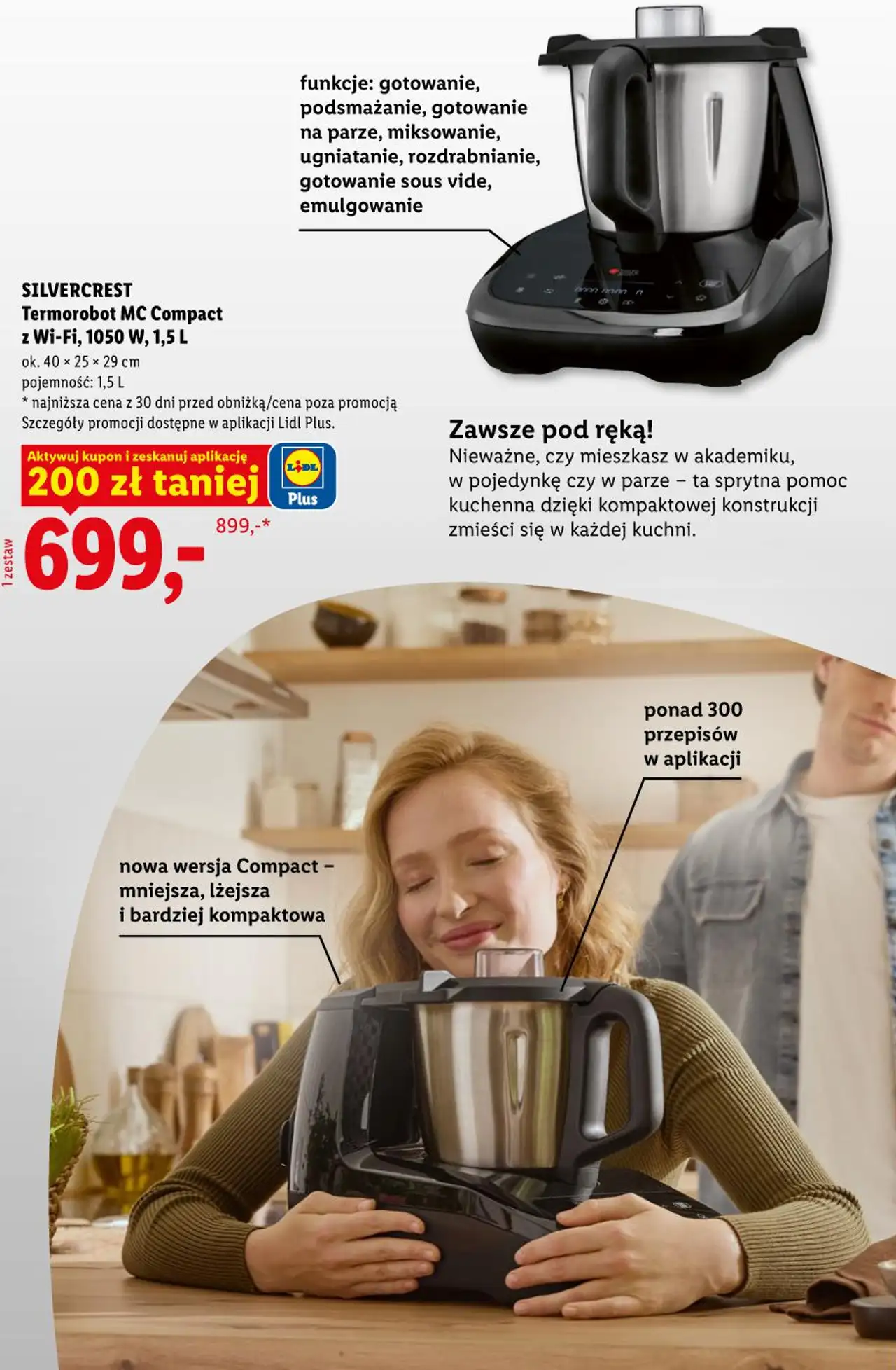 SILVERCREST Termorobot MC Compact z Wi-Fi, 1050 W, 1,5 L