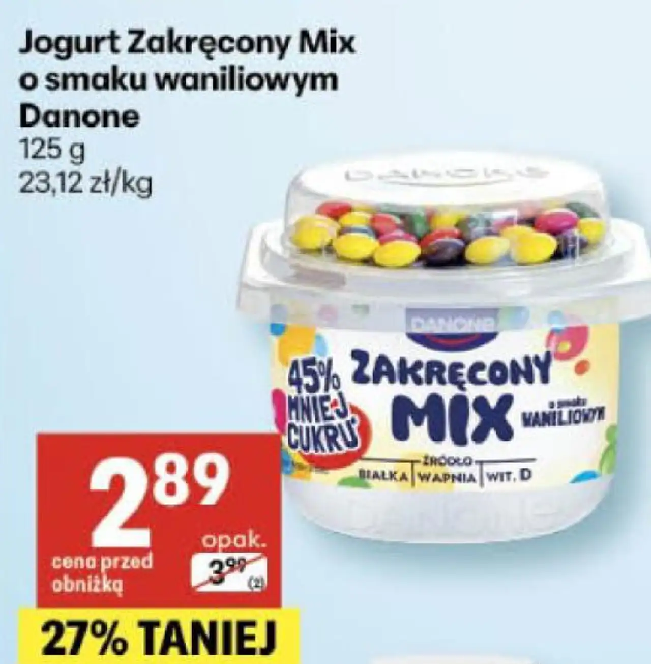 Jogurt Zakręcony Mix o smaku waniliowym Danone 125 g