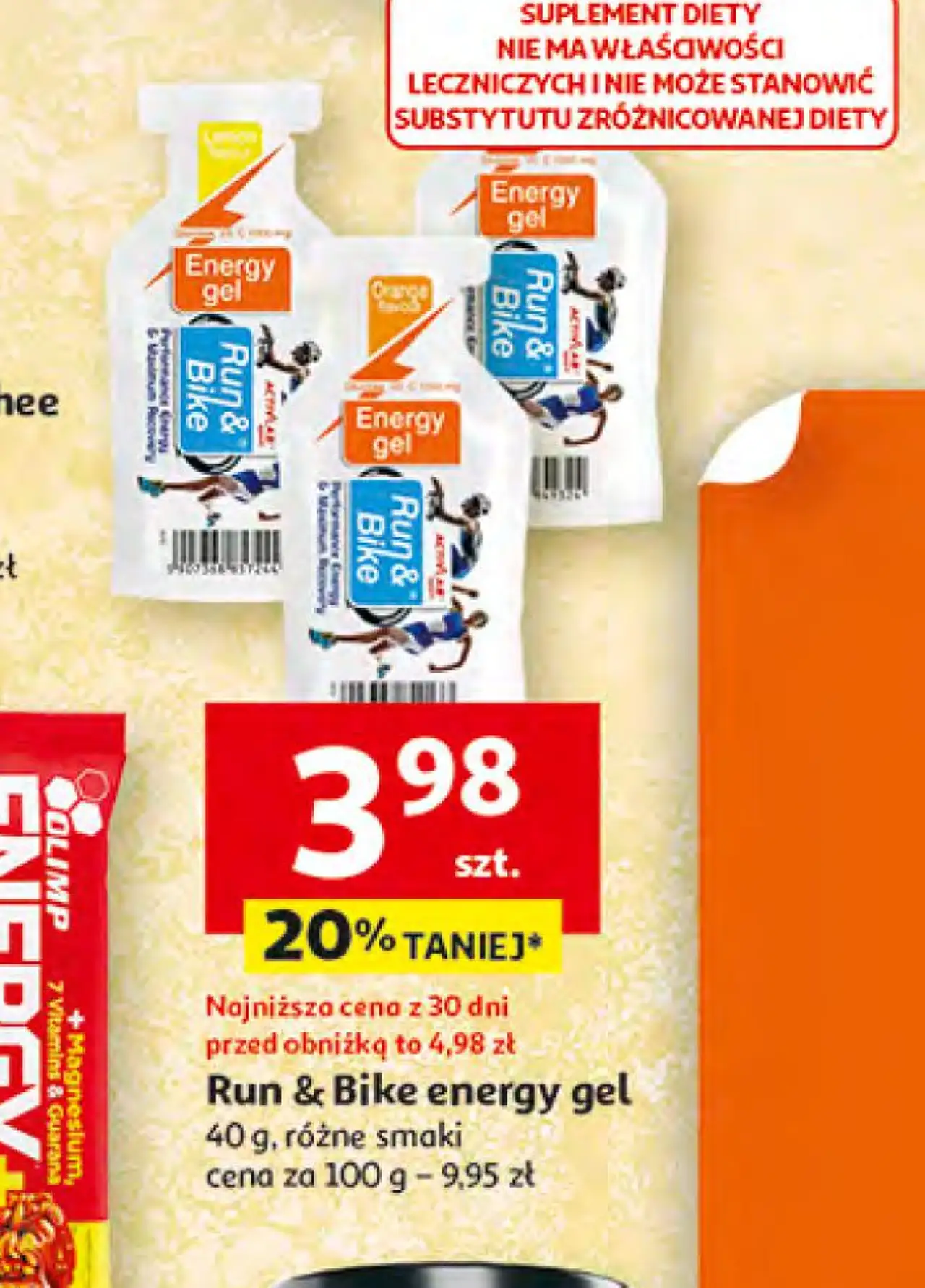 Run & Bike energy gel 40 g, różne smaki