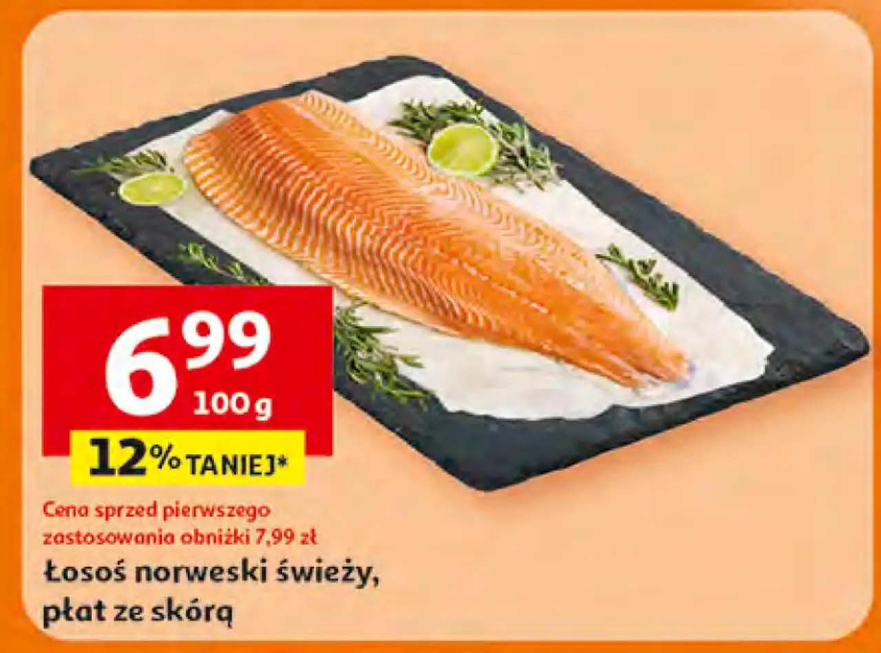 Łosoś norweski świeży, płat ze skórą