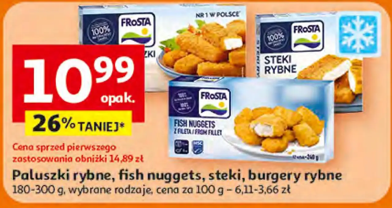 Paluszki rybne, fish nuggets, steki, burgery rybne
