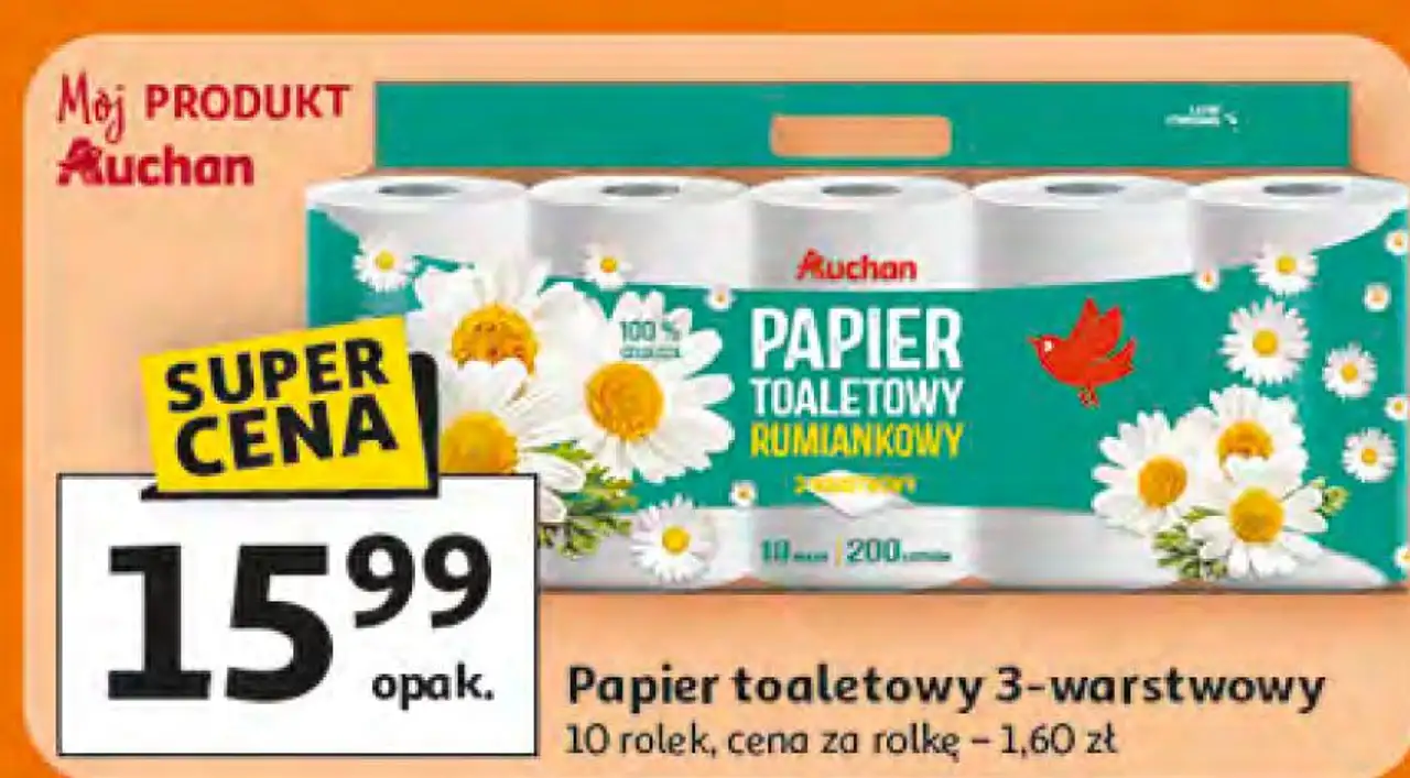 Papier toaletowy 3-warstwowy 10 rolek, cena za rolkę - 1,60 zł