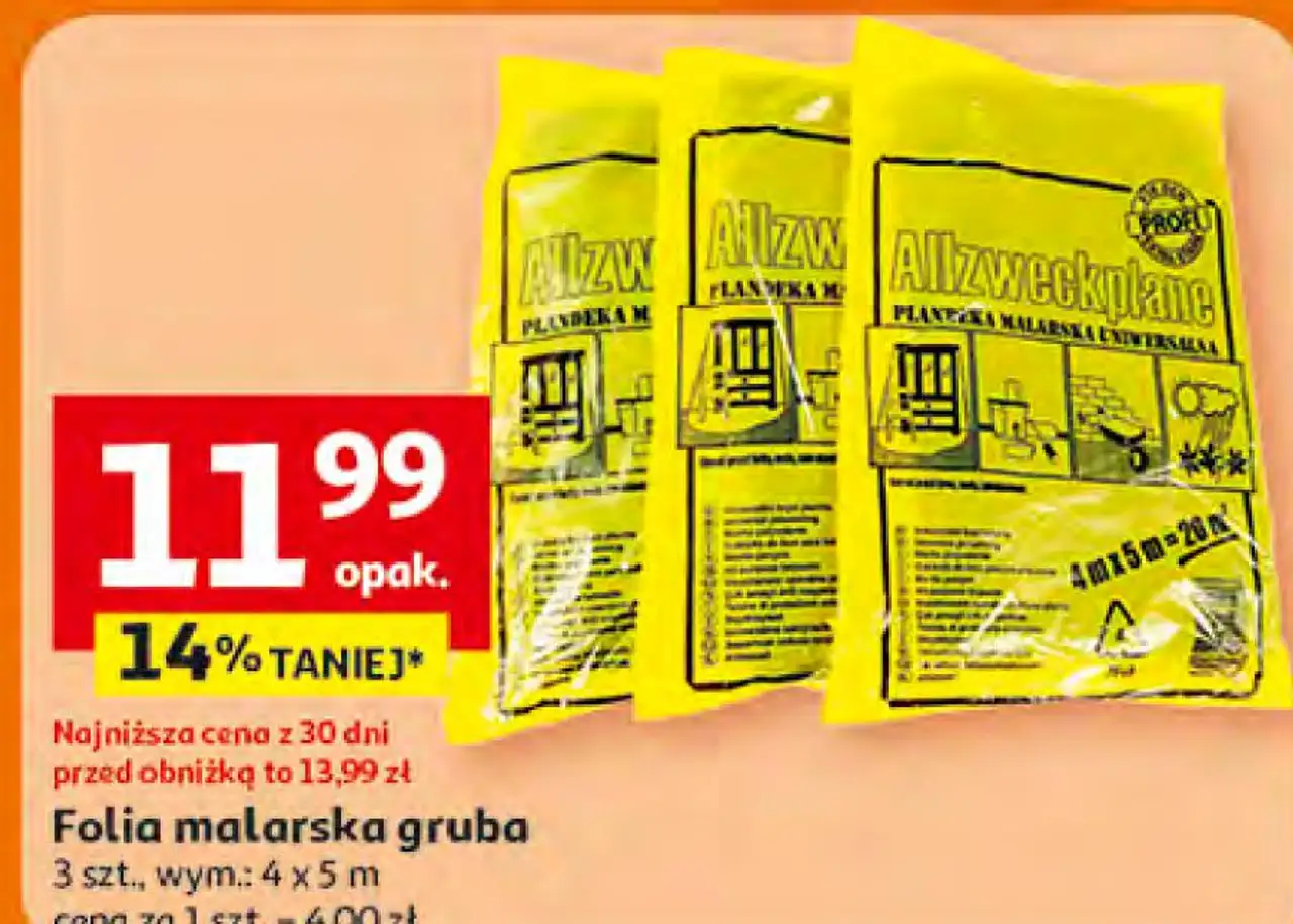 Folia malarska gruba 3 szt., wym.: 4 x 5 m