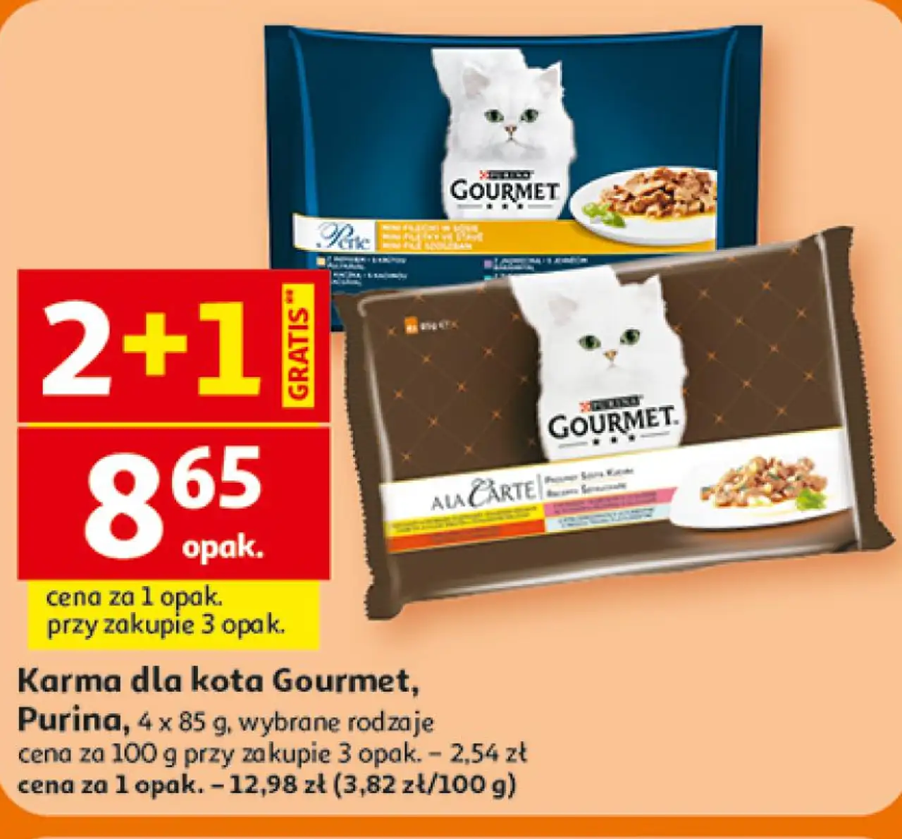 Karma dla kota Gourmet, Purina, 4 x 85 g, wybrane rodzaje