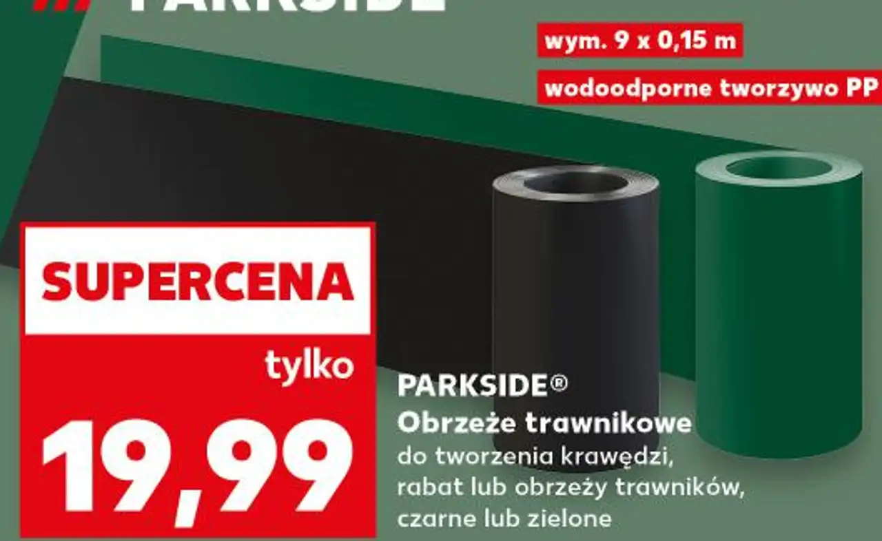 PARKSIDE Obrzeże trawnikowe do tworzenia krawędzi, rabat lub obrzeży trawników, czarne lub zielone