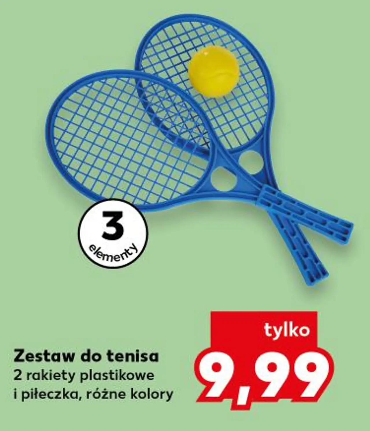 Zestaw do tenisa 2 rakiety plastikowe i piłeczka, różne kolory