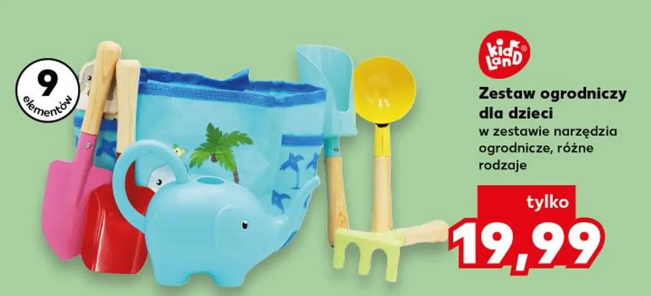 Kidland Zestaw ogrodniczy dla dzieci w zestawie narzędzia ogrodnicze, różne rodzaje