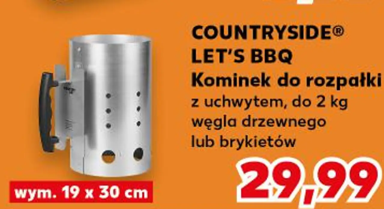 COUNTRYSIDE® LET'S BBQ Kominek do rozpałki z uchwytem, do 2 kg węgla drzewnego lub brykietów