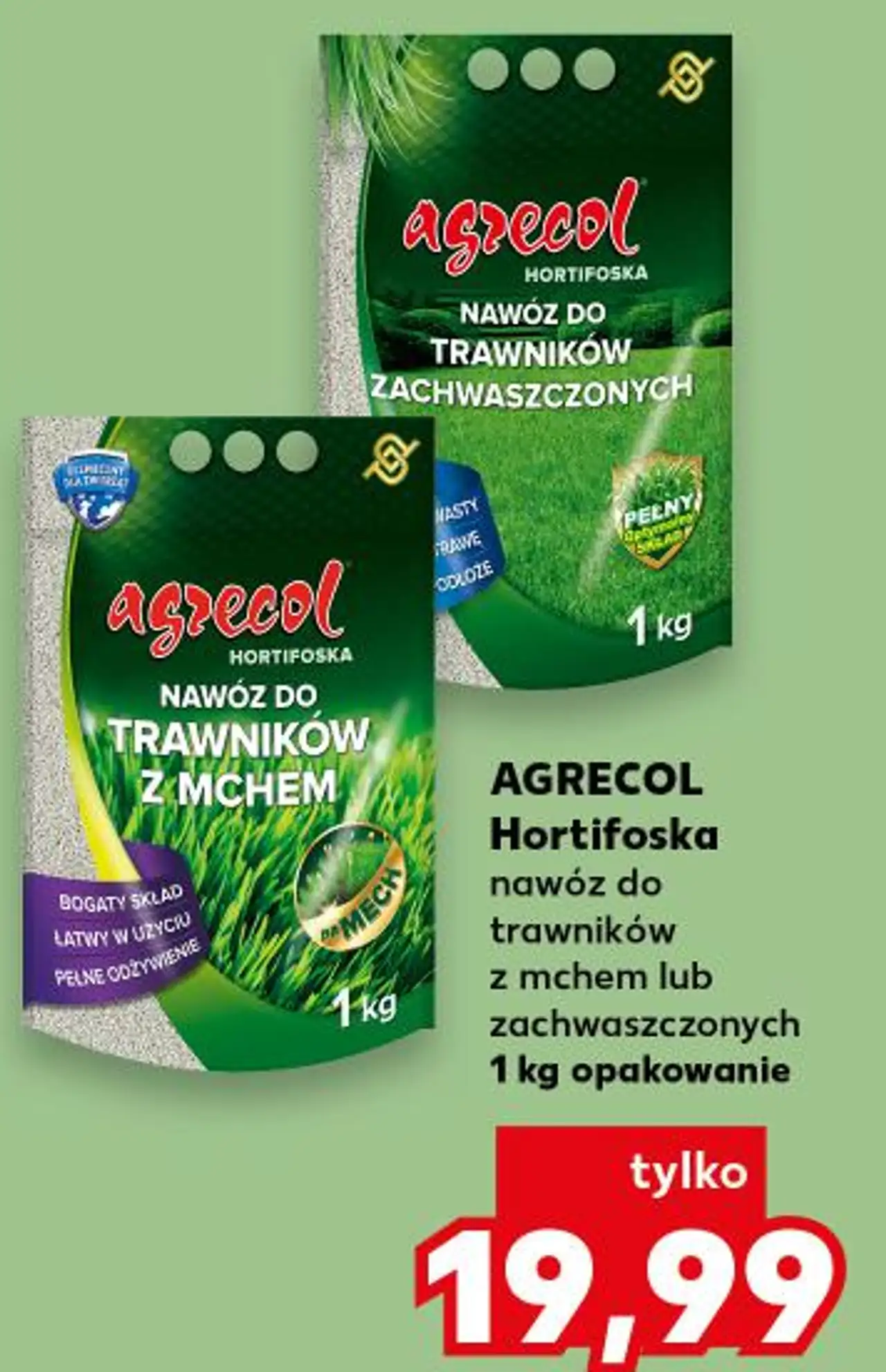 AGRECOL Hortifoska nawóz do trawników z mchem lub zachwaszczonych 1 kg opakowanie