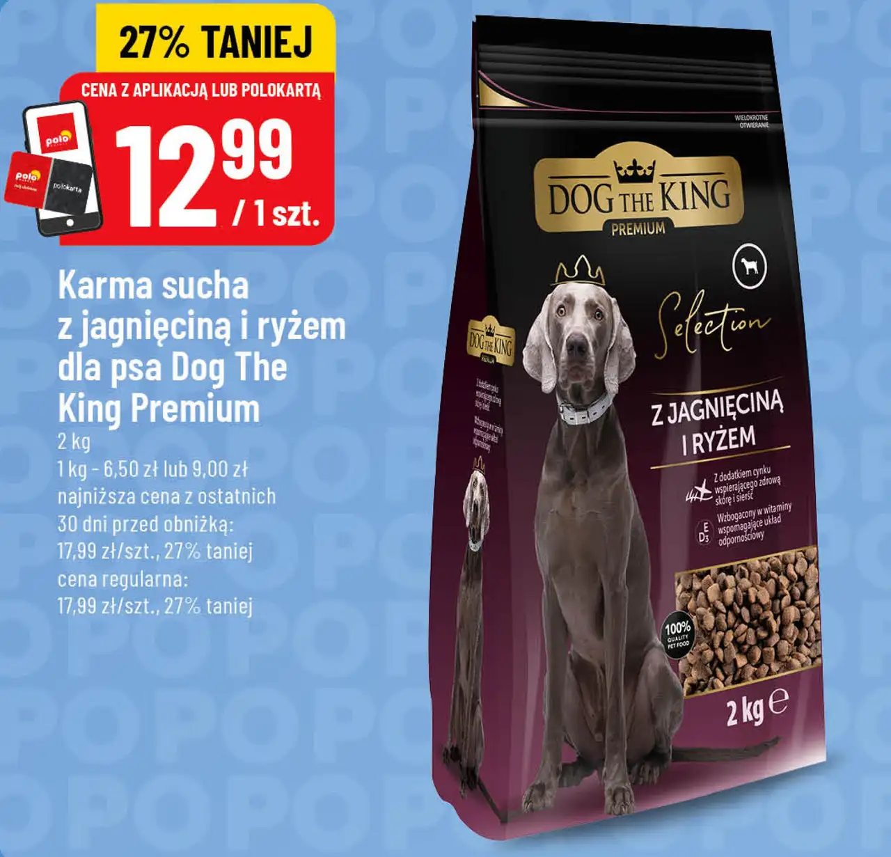 Karma sucha z jagnięciną i ryżem dla psa Dog The King Premium
