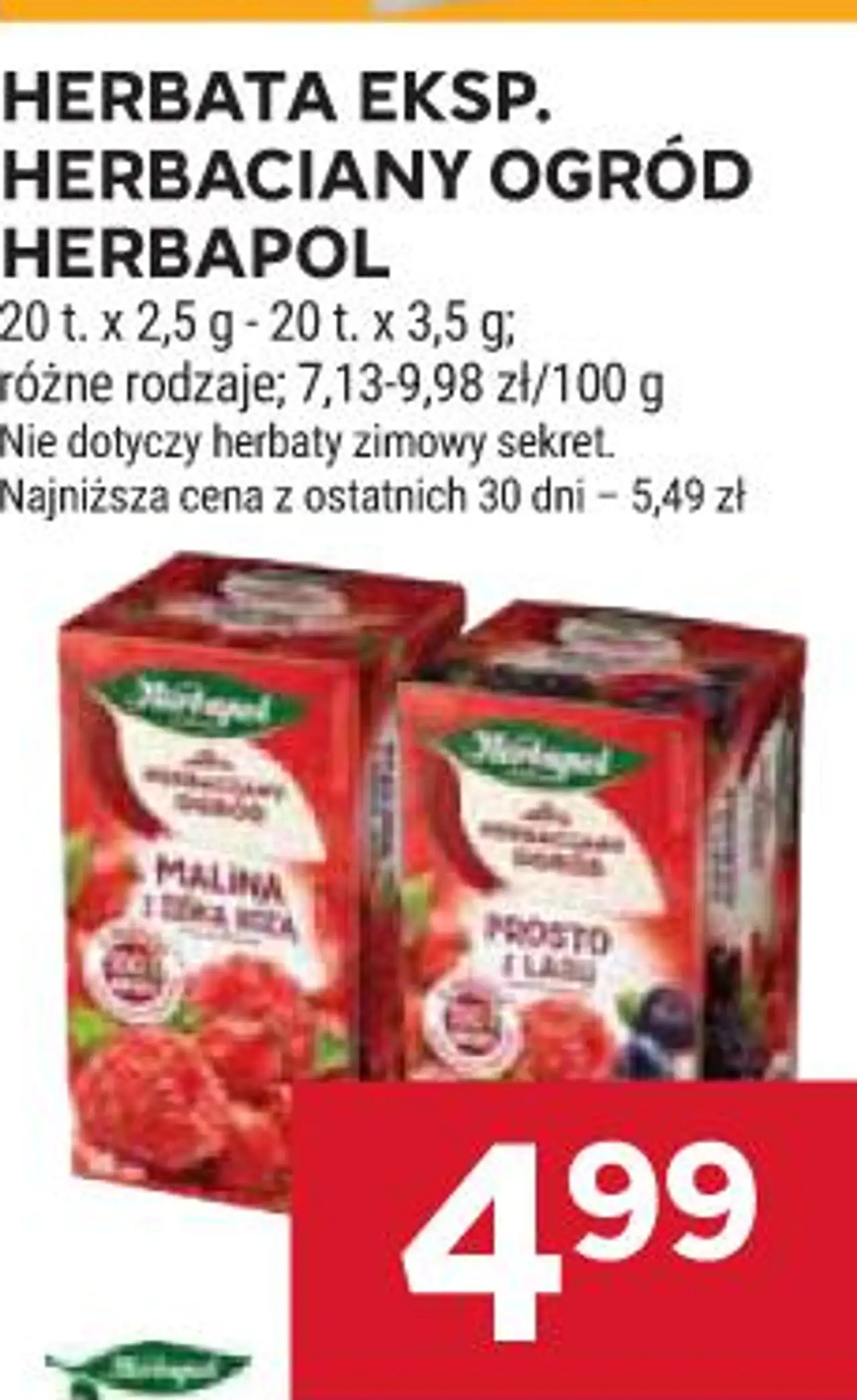 HERBATA EKSP. HERBACIANY OGRÓD HERBAPOL 20 t. x 2,5 g - 20 t. x 3,5 g; różne rodzaje