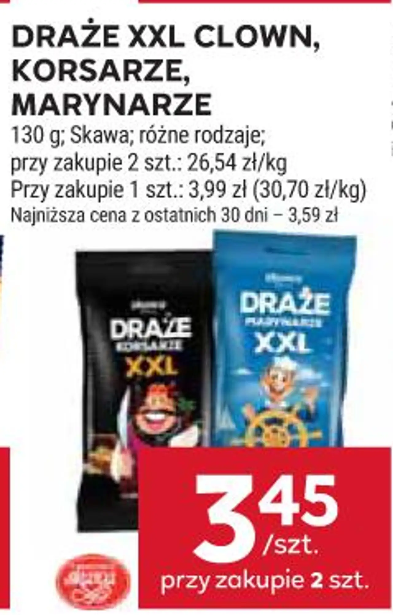 DRAŻE XXL CLOWN, KORSARZE, MARYNARZE 130 g; Skawa; różne rodzaje