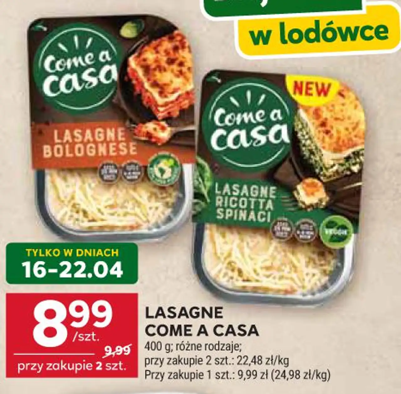 LASAGNE COME A CASA 400 g; różne rodzaje