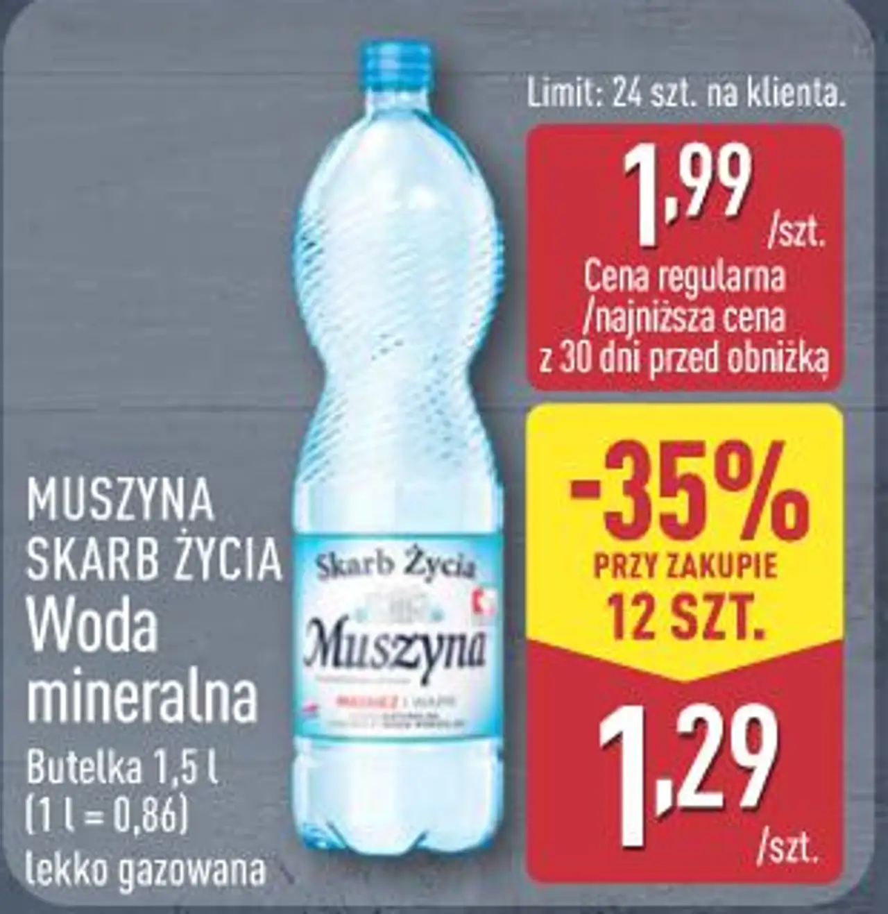 MUSZYNA SKARB ŻYCIA Woda mineralna lekko gazowana