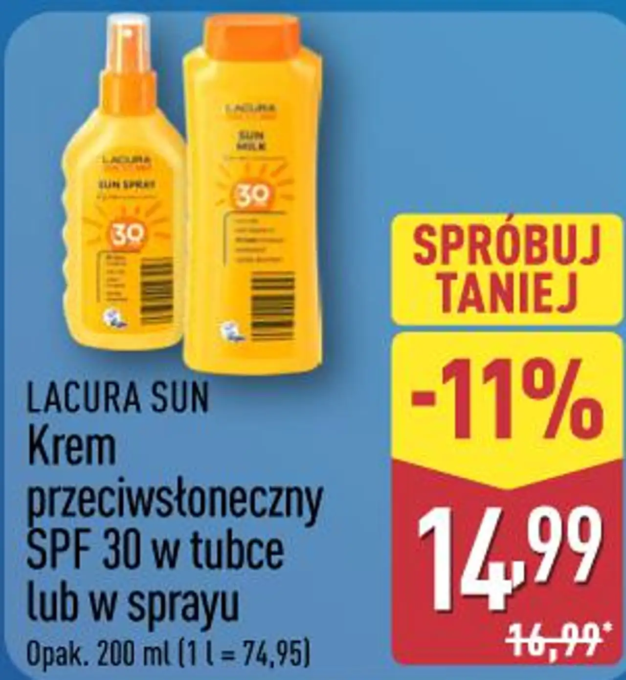 Krem przeciwsłoneczny SPF 30 w tubce lub w sprayu LACURA SUN
